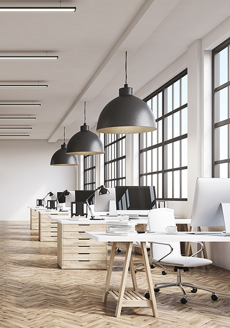 Suspended and acoustic ceilings at commercial office space in Calgaty